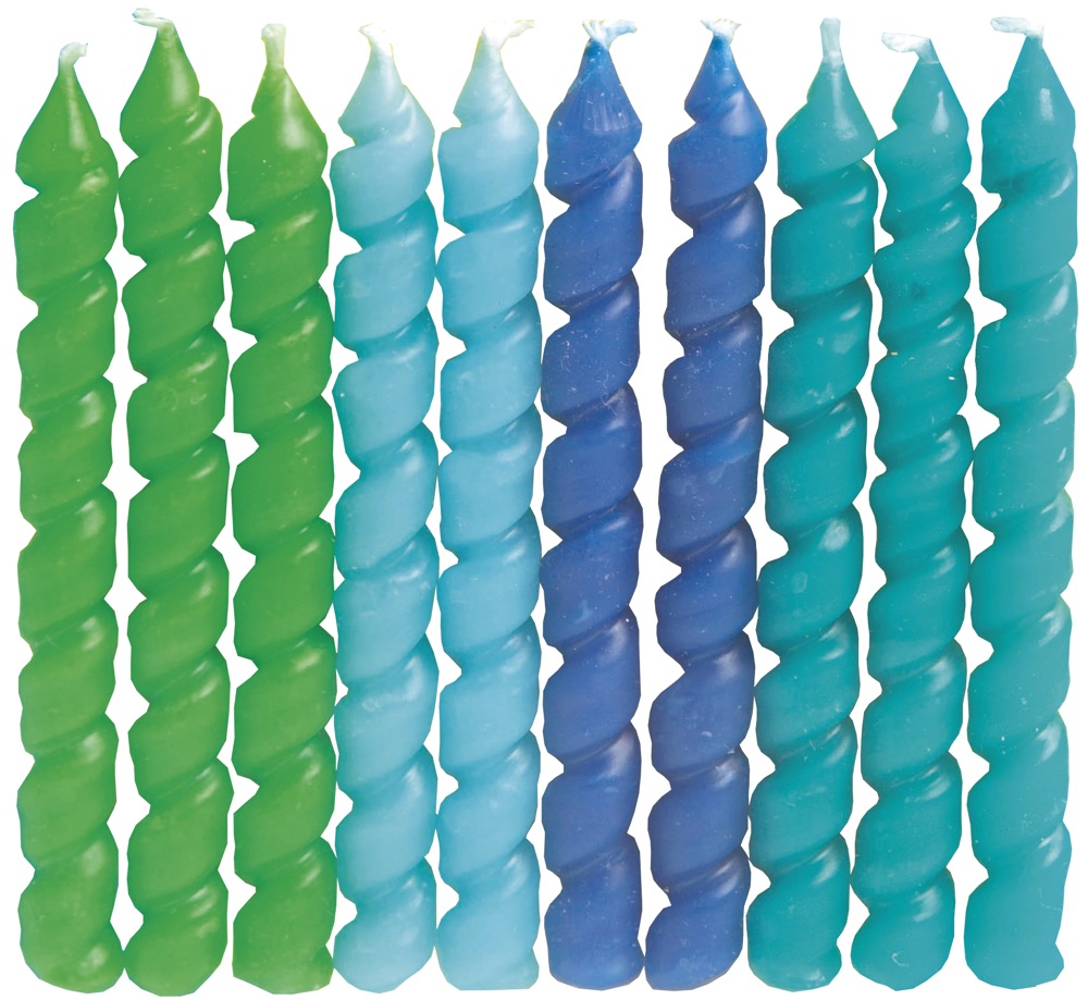 Blue & Green Spiral Birthday Candles 10ct