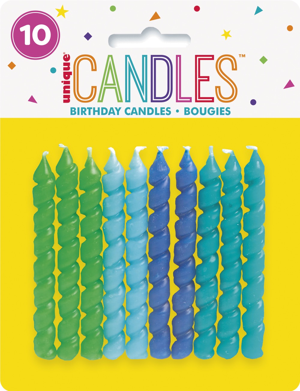 Blue & Green Spiral Birthday Candles 10ct