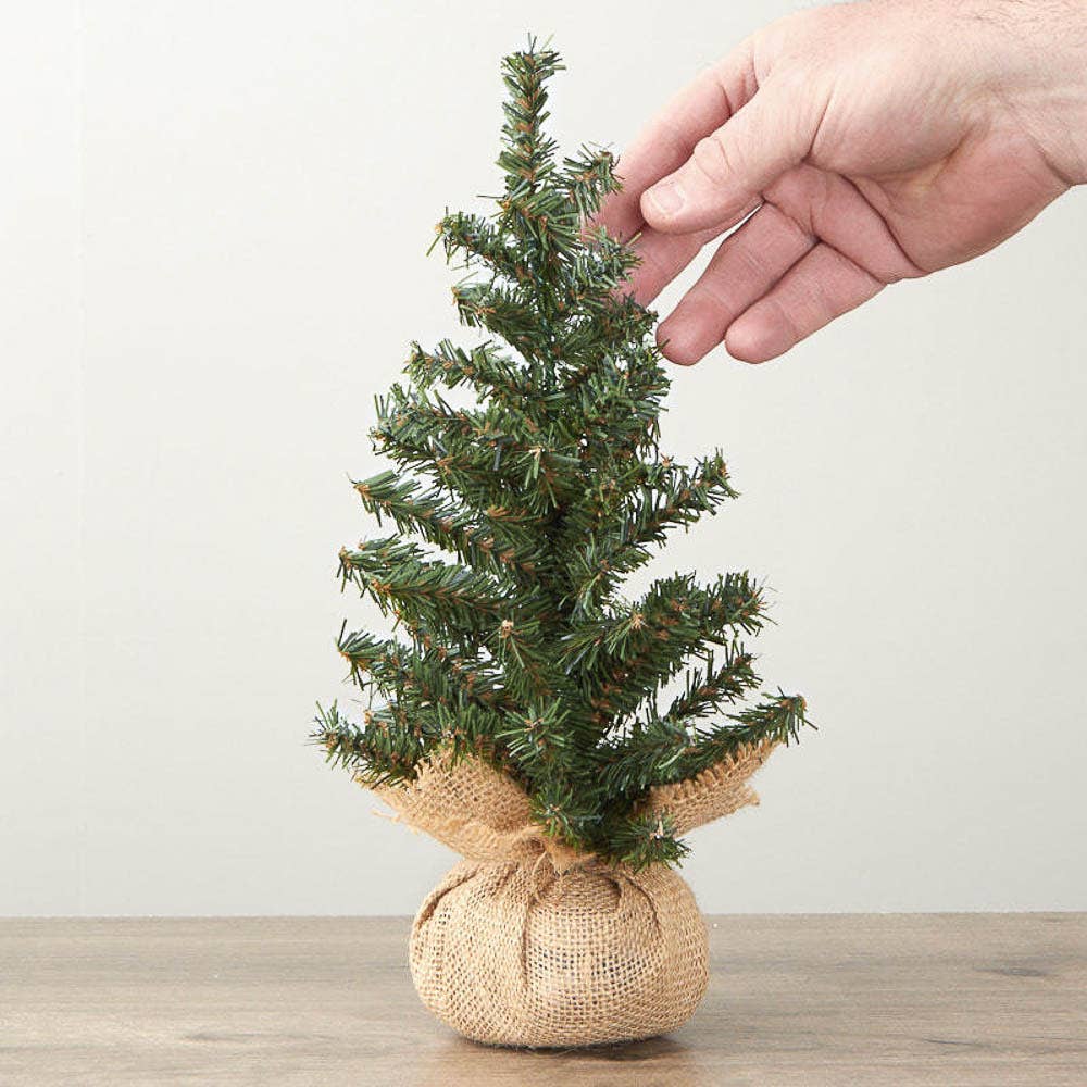 12" Artificial Pine Trees with Burlap Base
