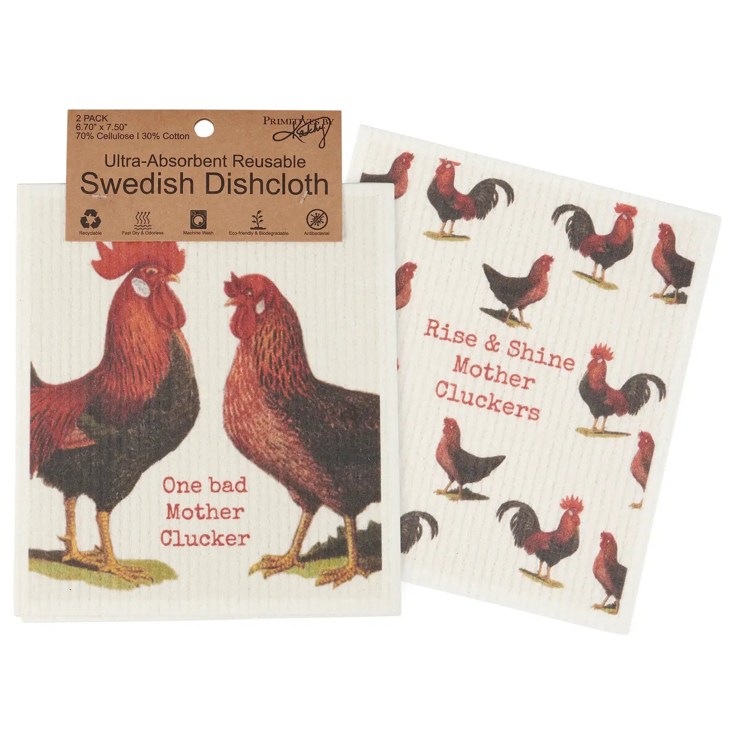 Rise & Shine Mother Cluckers Swedish Dishcloth Set