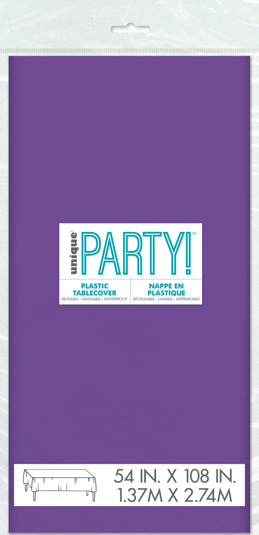 Purple Plastic Rectangle Table Cover 54" x 108"