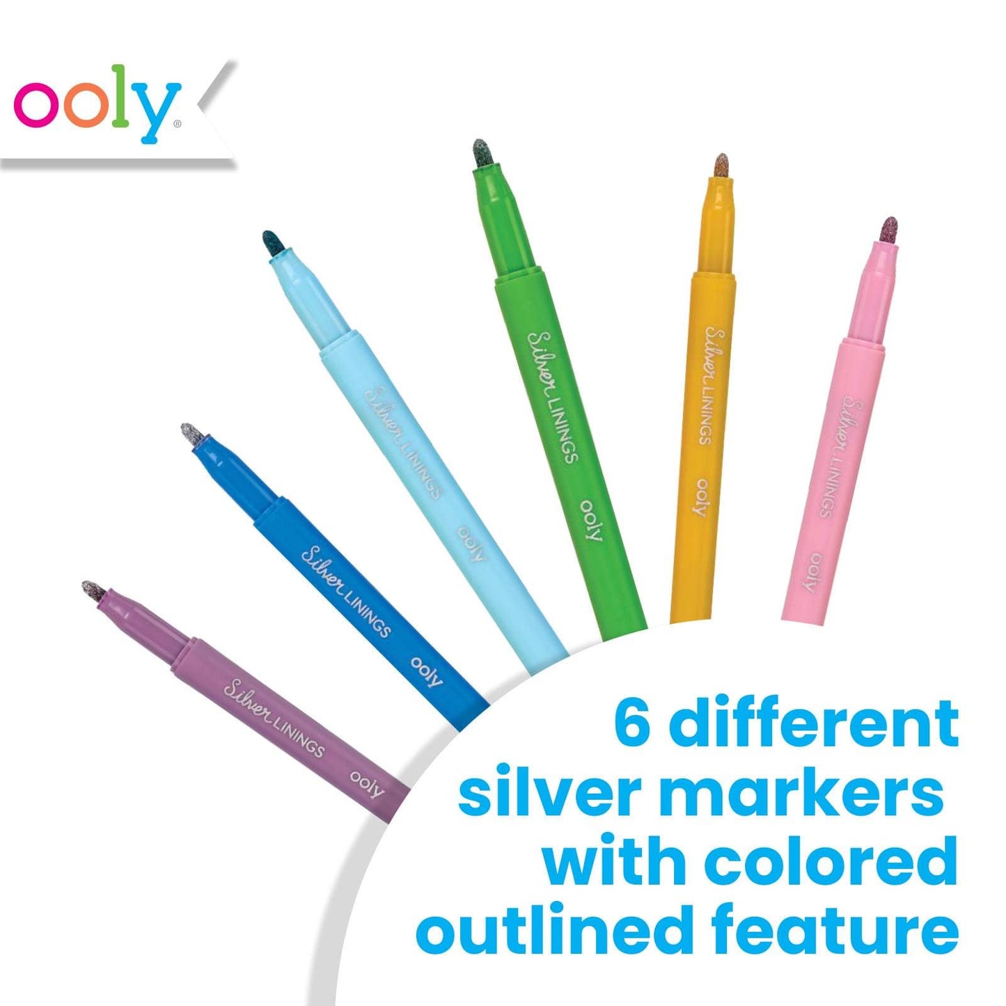Silver Linings: Colorful Outline Markers (Set of 6)