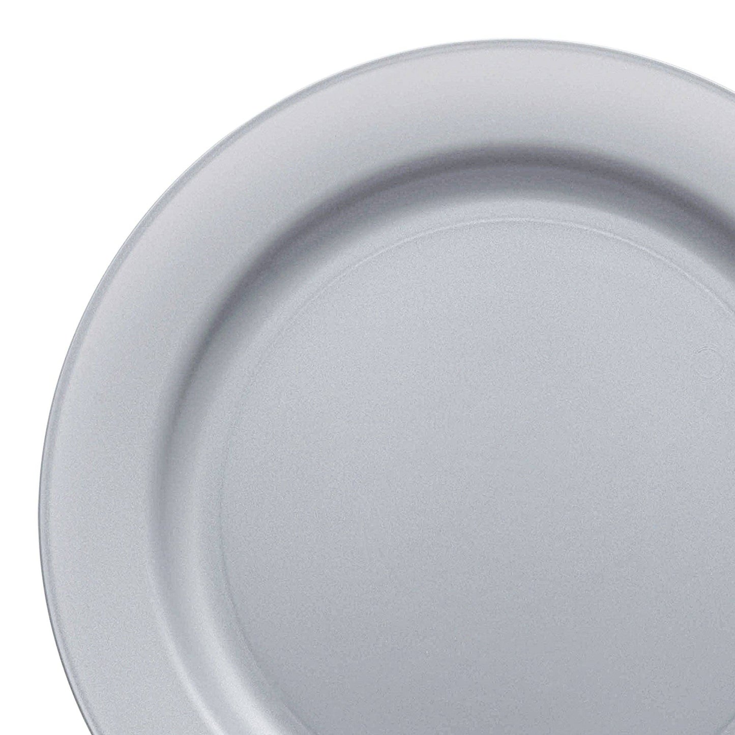 10" Matte Steel Gray Round Plastic Dinner Plates - 10 pcs