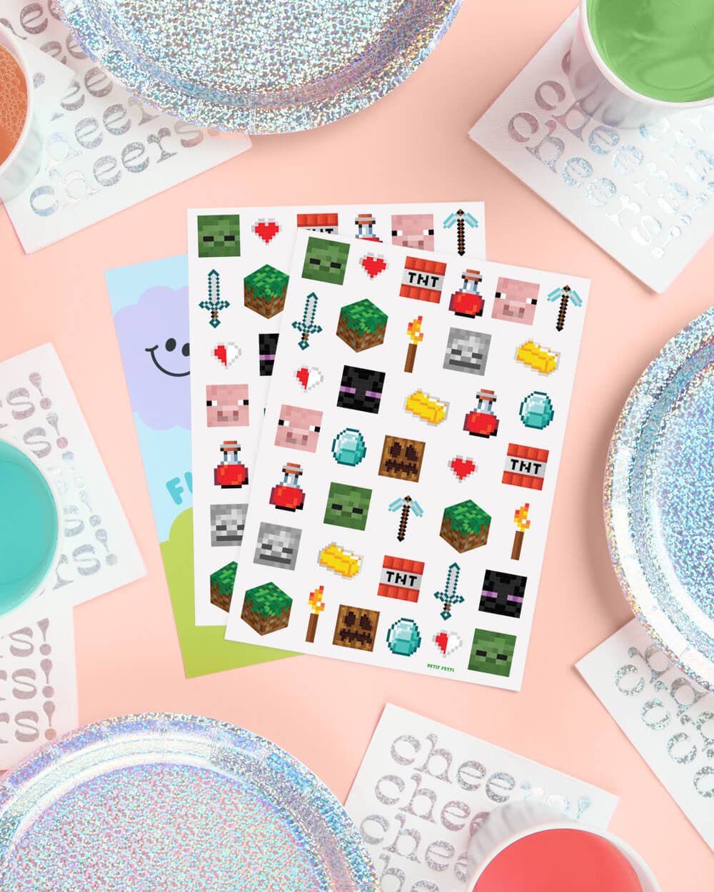 Pixel Minecraft Temporary Tattoos 74ct