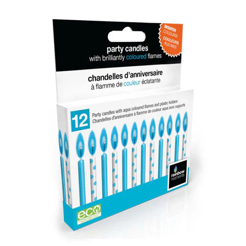 Color Flame Birthday Candles - Aqua Dots 12ct