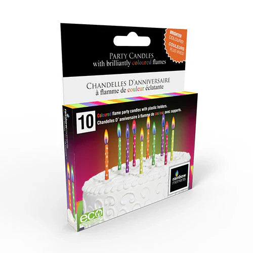 Color Flame Birthday Candles - Neon Printed 10ct