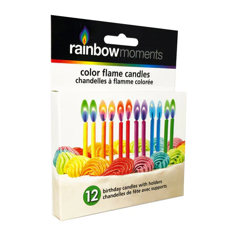 Color Flame Birthday Candles - Rainbow Assortment 12ct