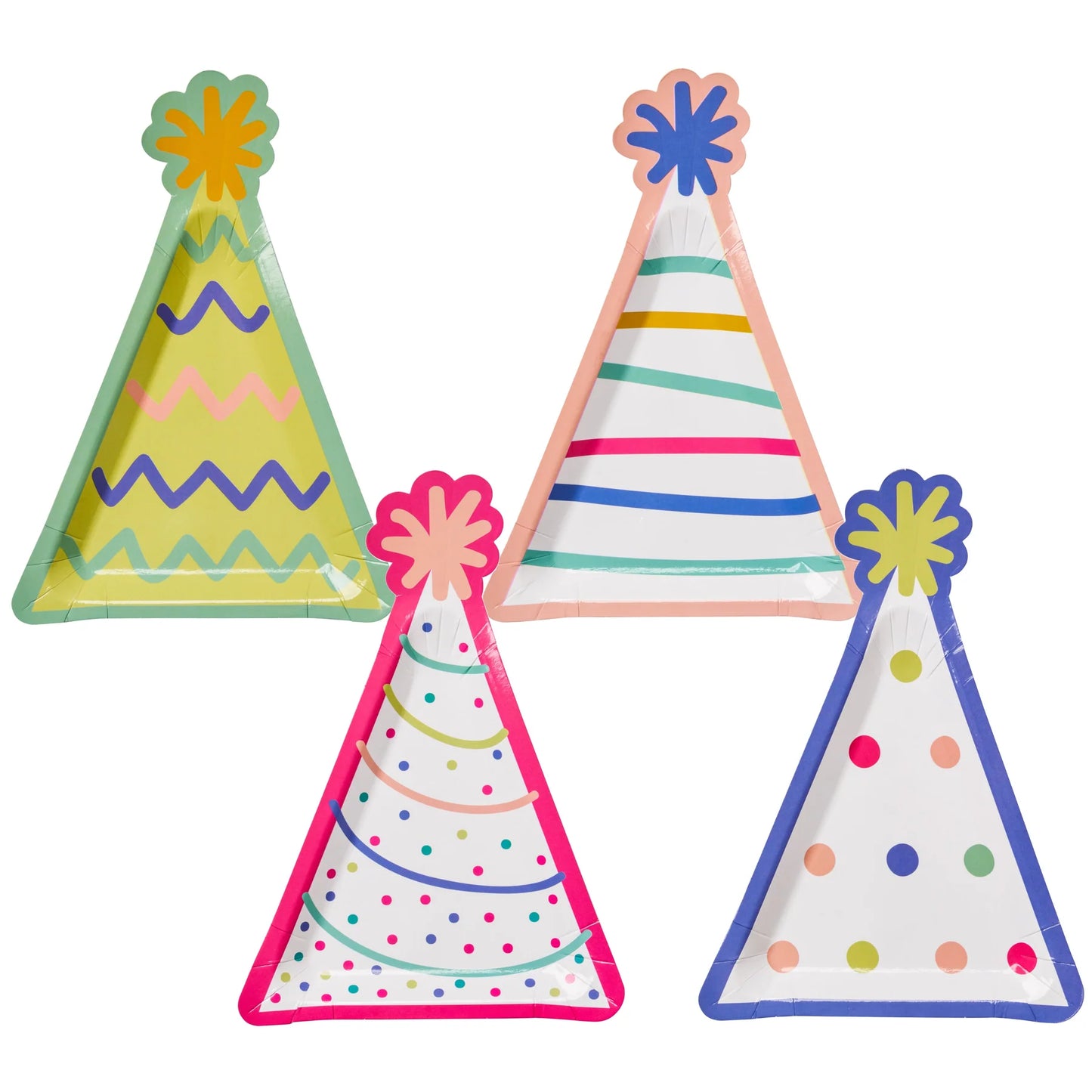 Birthday Candles Party Hats Die Cut Salad/Dessert Plates 8ct