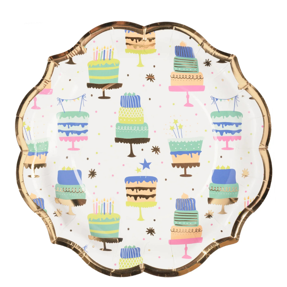 Birthday Candles Foil 8in Salad/Dessert Plates 8ct