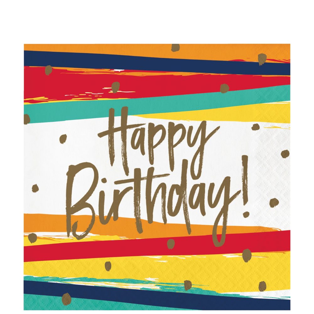 Birthday Stripes Happy Birthday Lunch Napkins 16ct