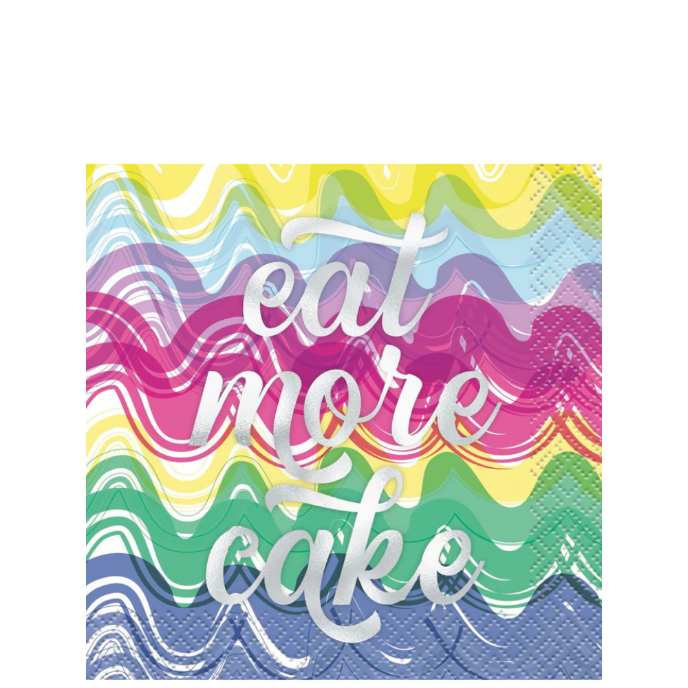 Bold Birthday Foil Eat More Cake Beverage Napkins 16ct