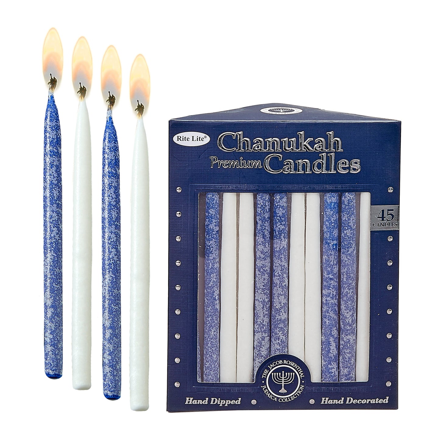 Premium Chanukah Candles - Frosted Blue and White 45ct