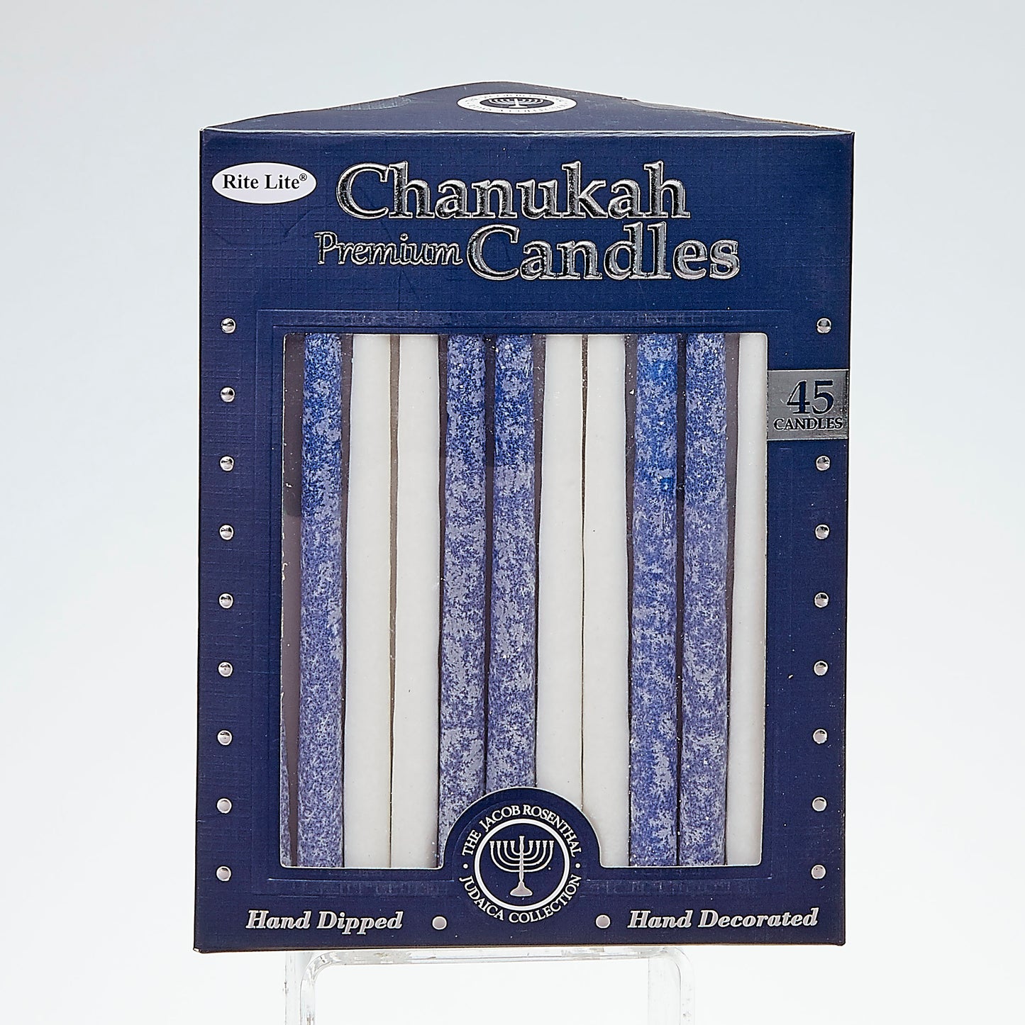 Premium Chanukah Candles - Frosted Blue and White 45ct