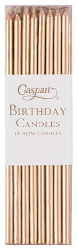 Birthday Slims Candles 6in - Gold