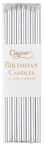 Birthday Slims Candles 6in - Silver
