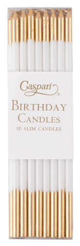 Birthday Slims Candles 6in - White & Gold