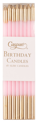 Birthday Slims Candles 6in - Pink & Gold