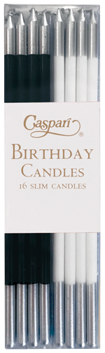 Birthday Slims Candles 6in - Black & White
