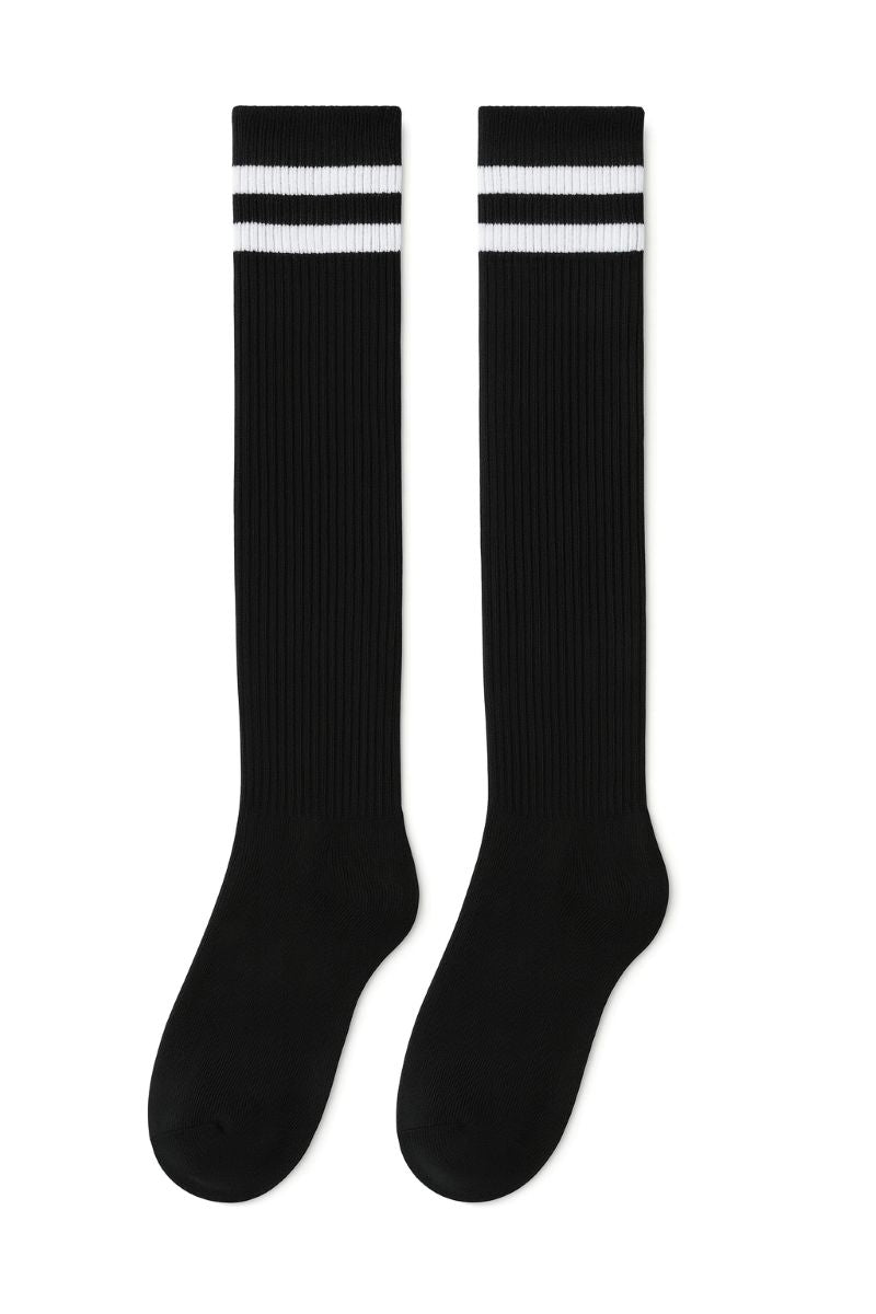 Black Knee High Striped Socks