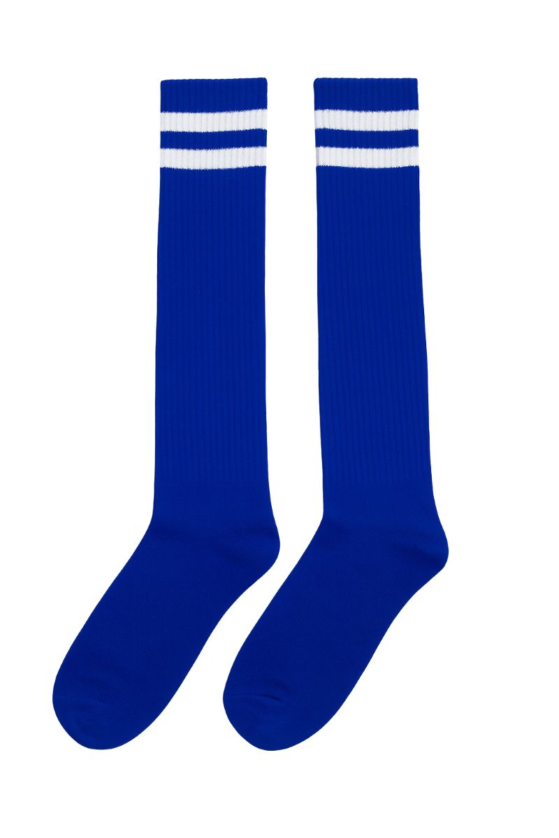 Blue Knee High Striped Socks