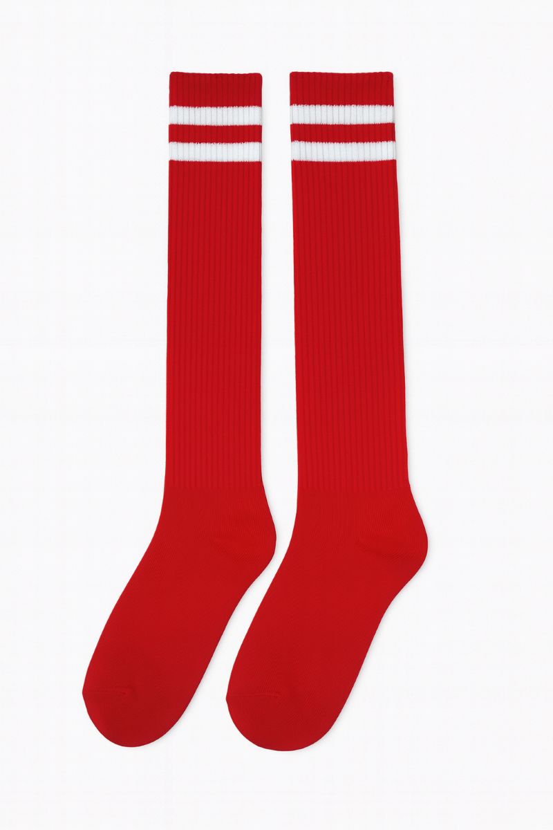 Red Knee High Striped Socks