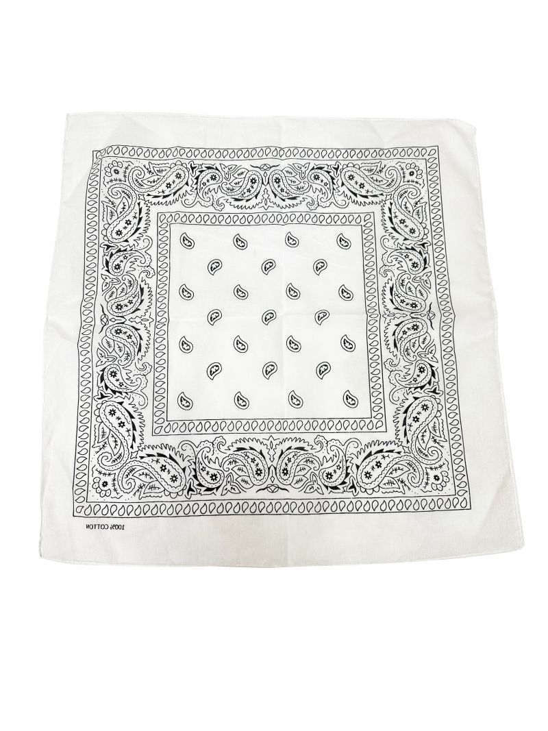 White Paisley Bandana 20x20 in