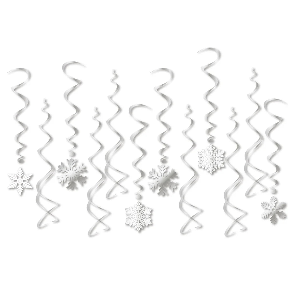 Snowflake Hanging Swirl Decorations 12ct