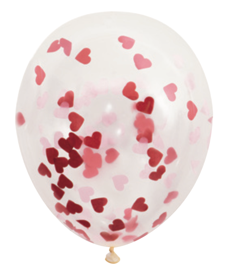 Clear Latex 16in Balloons with Heart-Shaped Confetti 5ct