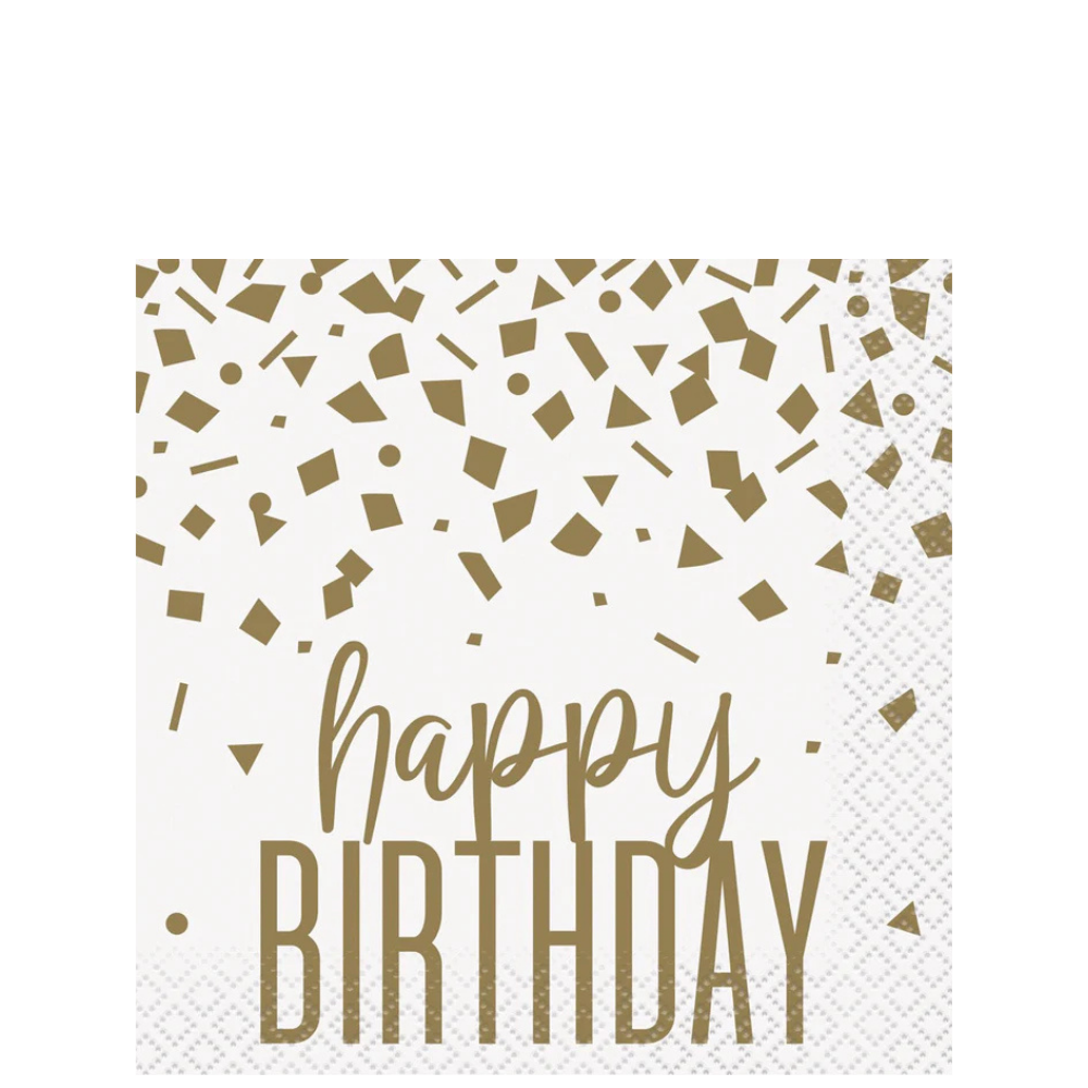 Confetti Gold Birthday Beverage Napkins 16ct