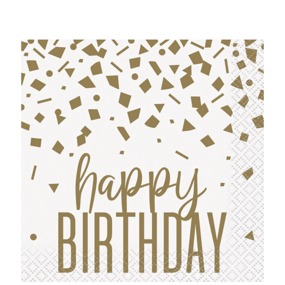 Confetti Gold Birthday Lunch Napkins 16ct