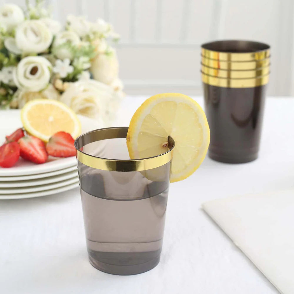 Premium Tumblers Black w/Gold Rim 20 Ct.