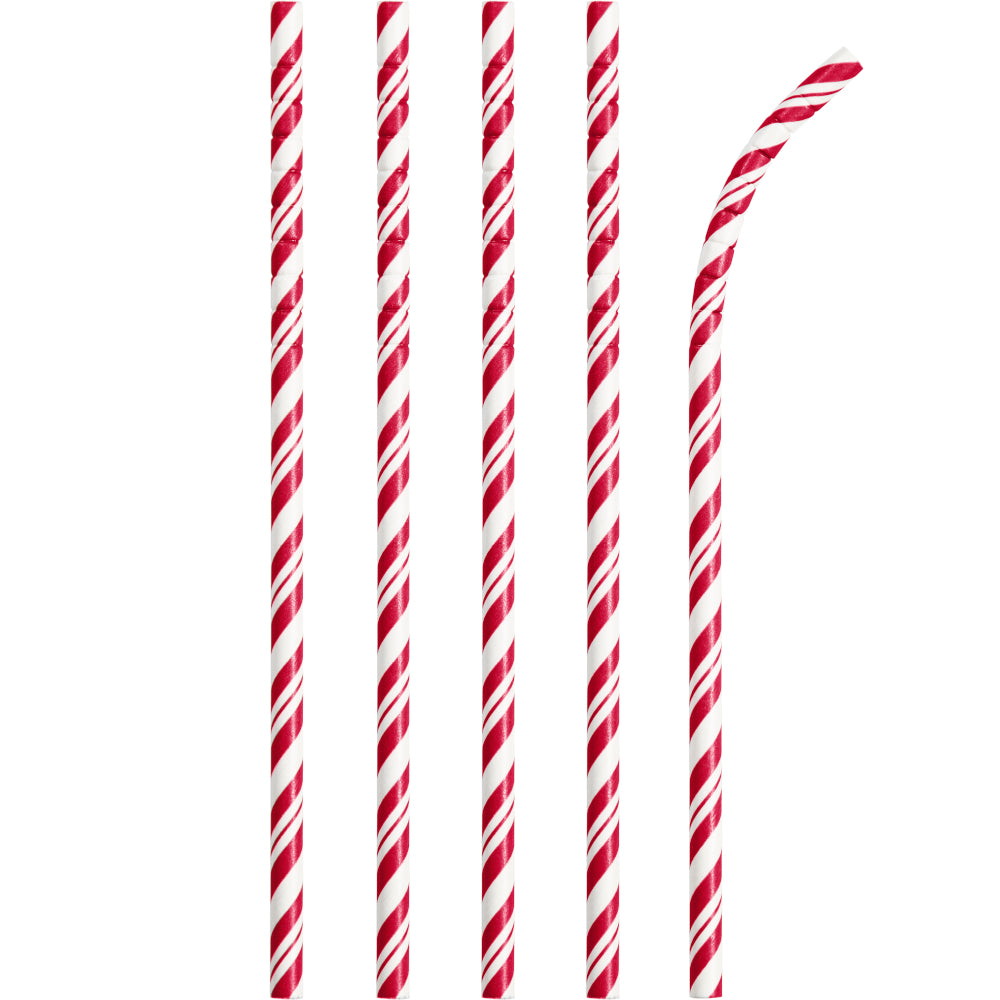 Striped Paper Straws 24ct - Red