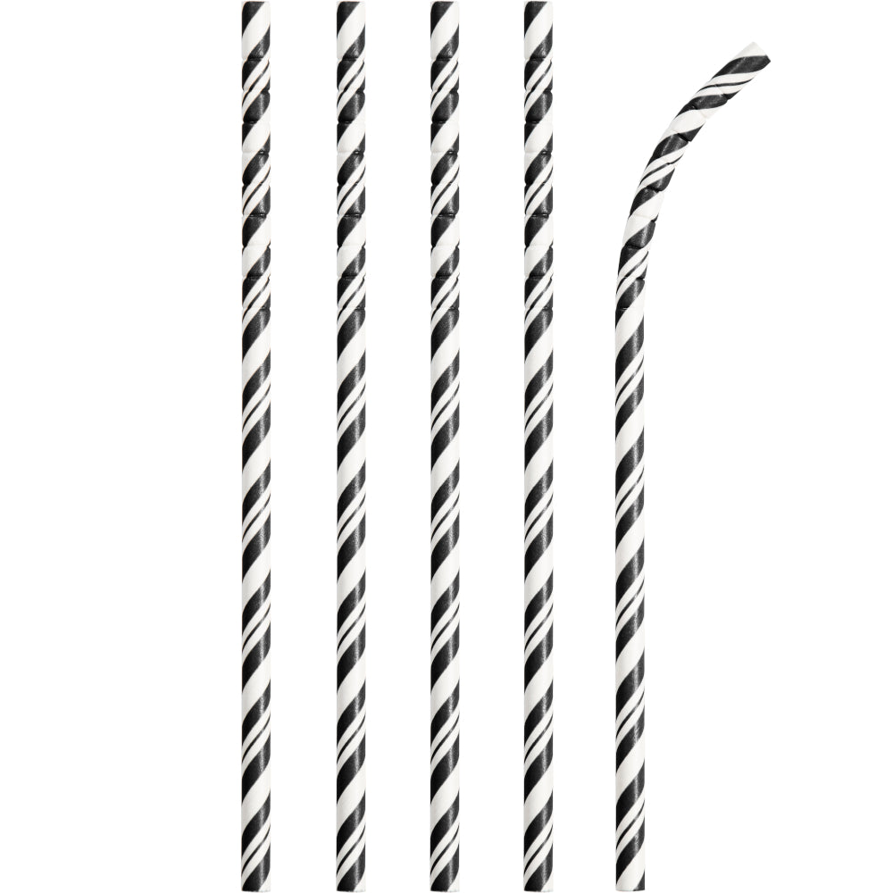 Striped Paper Straws 24ct - Black