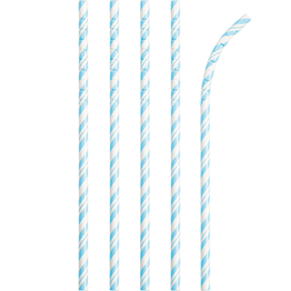 Striped Paper Straws 24ct - Patel Blue