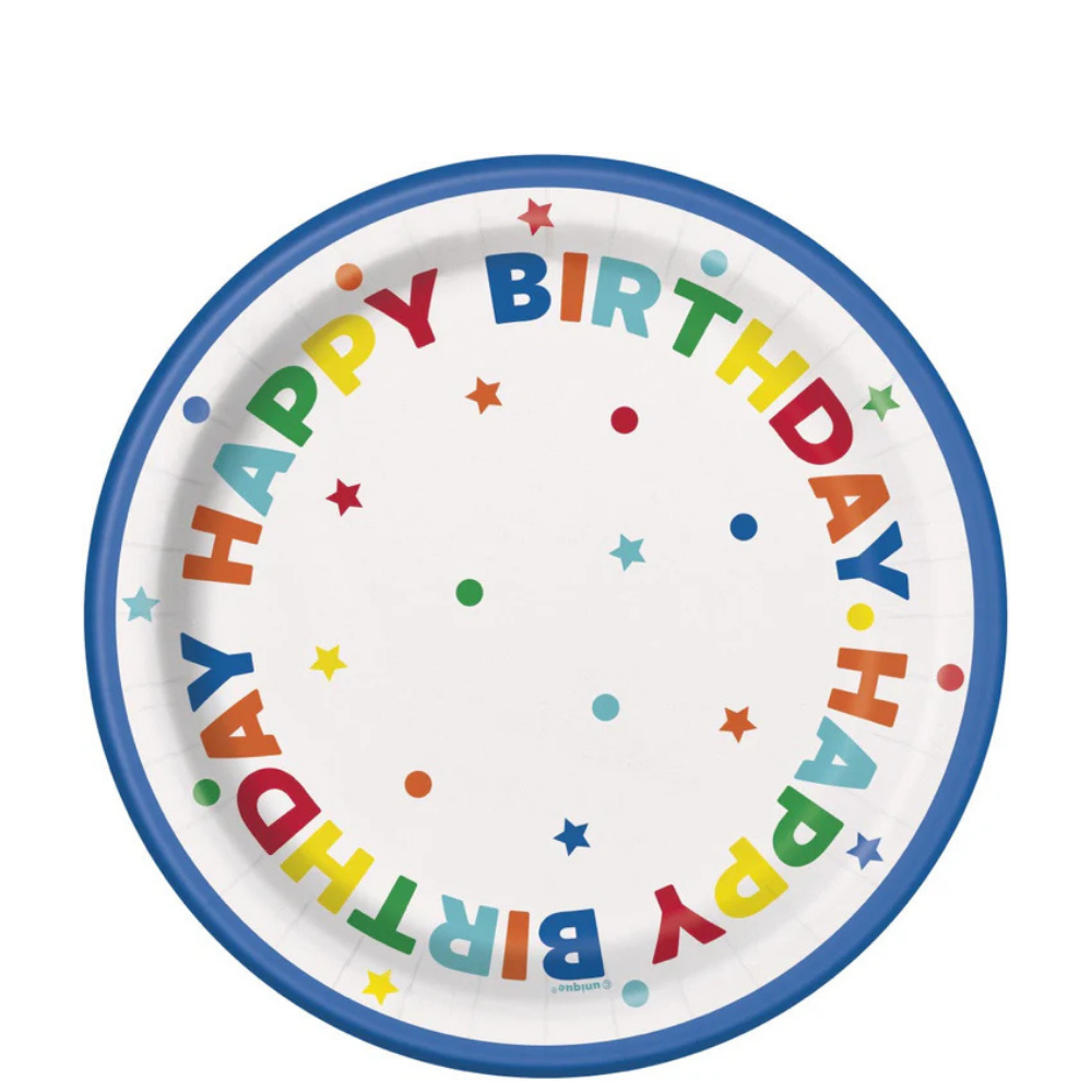 Dots & Stars Birthday 7in Dessert Plates 8ct