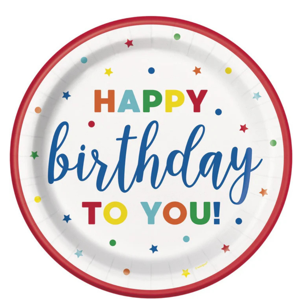 Dots & Stars Birthday 9in Dinner Plates 8ct