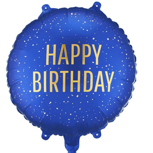 #062 Happy Birthday Navy & Gold 18in Balloon