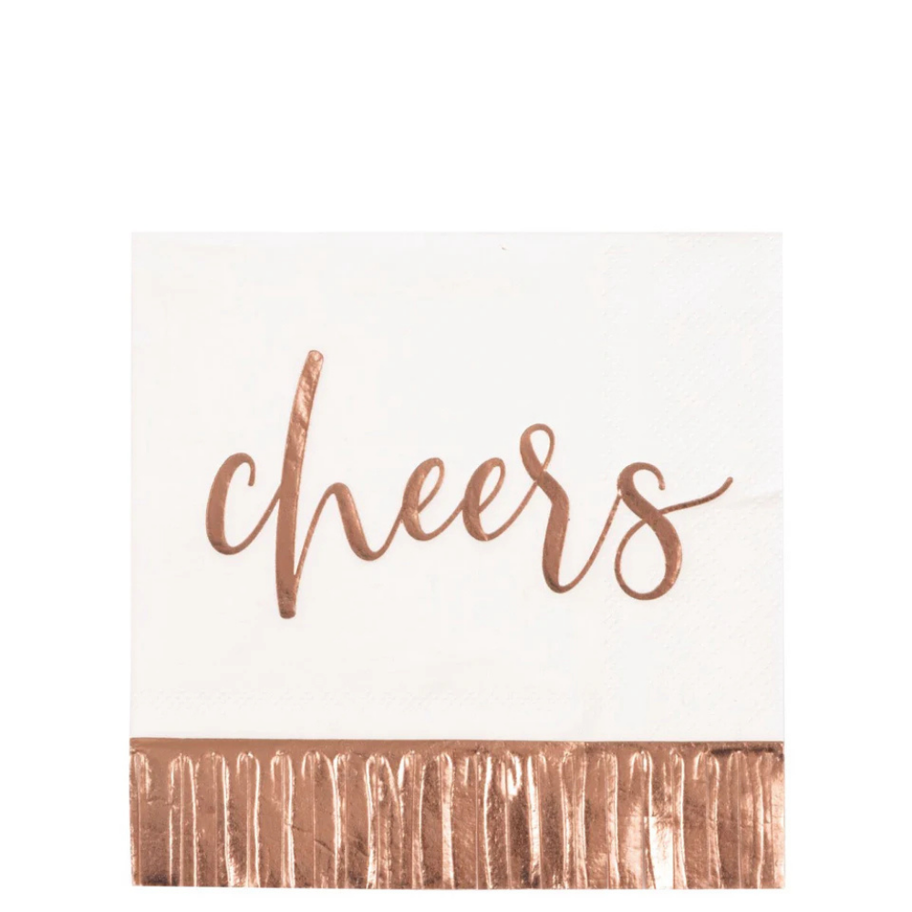 Fringed Cheers Foil Beverage Napkins 16ct