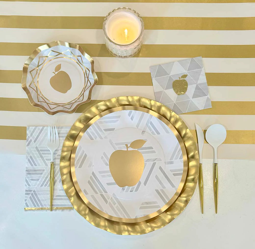 Satin Gold Wavy 12.5in Paper Chargers 8ct