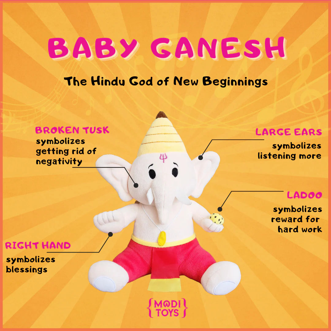Baby Ganesh (Medium 11") Mantra Singing Plush Toy