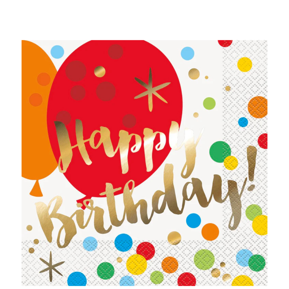 Glitzy Gold Foil Birthday Lunch Napkins 16ct