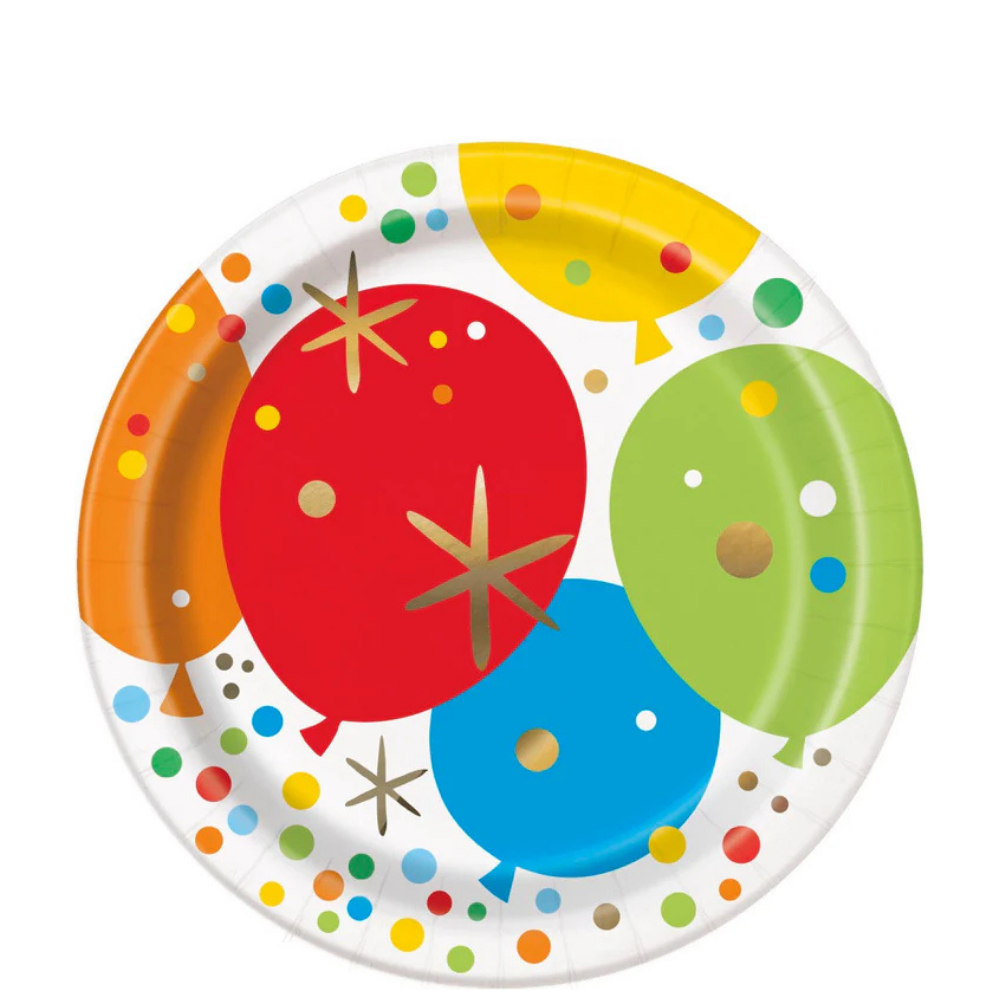 Glitzy Gold Foil Birthday Round 7in Dessert Plates 8ct