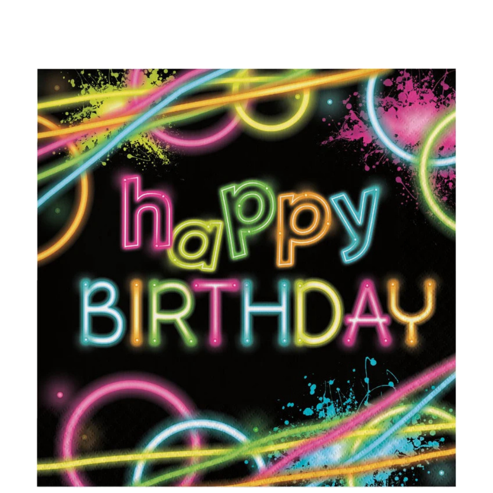 Glow Party Lunch Napkins 16ct
