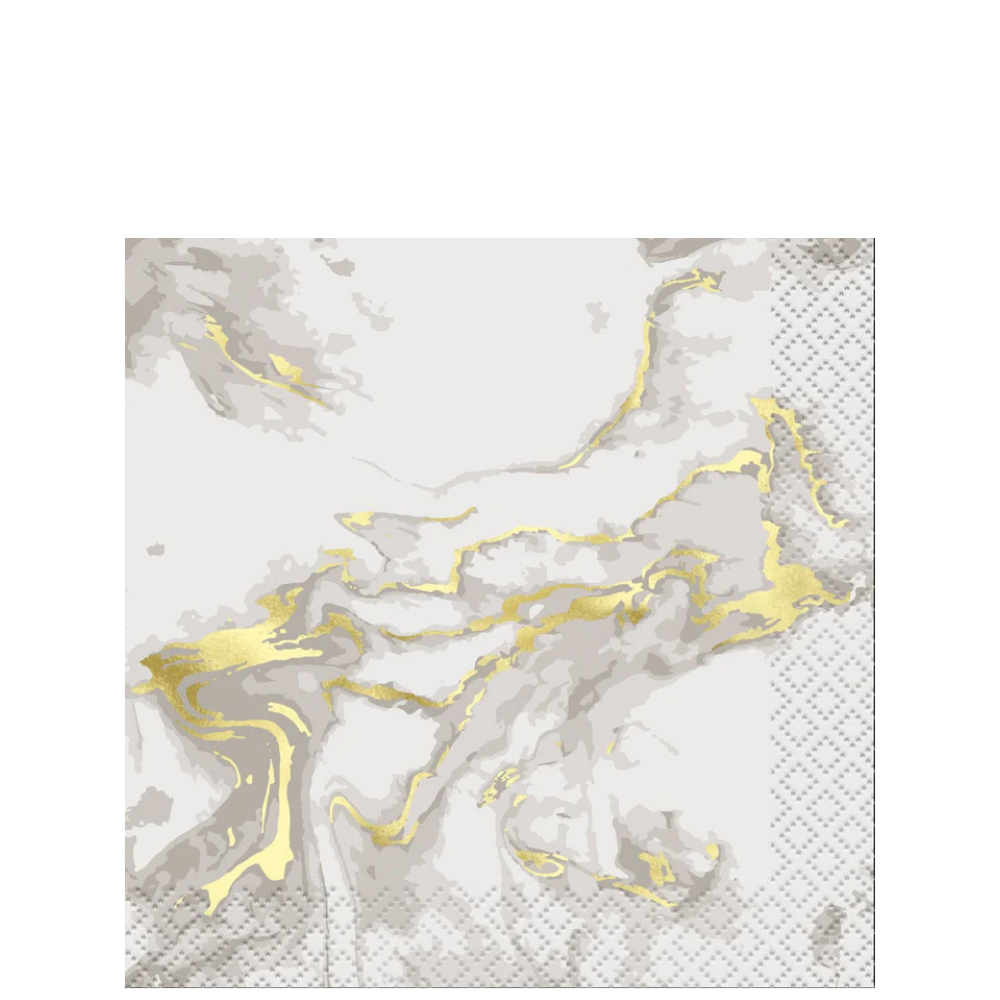 Gold Foil Marble Beverage Napkins 16ct