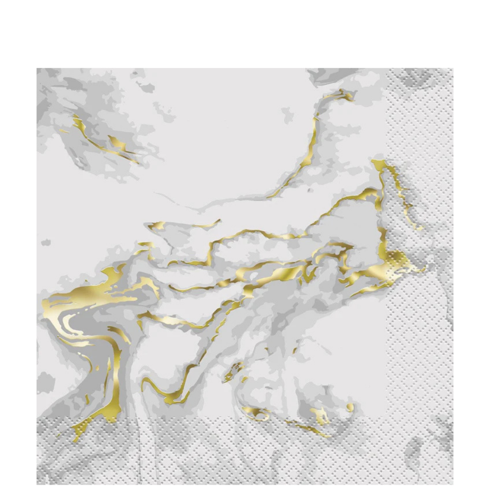 Gold Foil Marble Lunch Napkins 20ct
