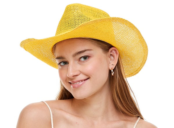 Yellow Burlap Cowboy Hat