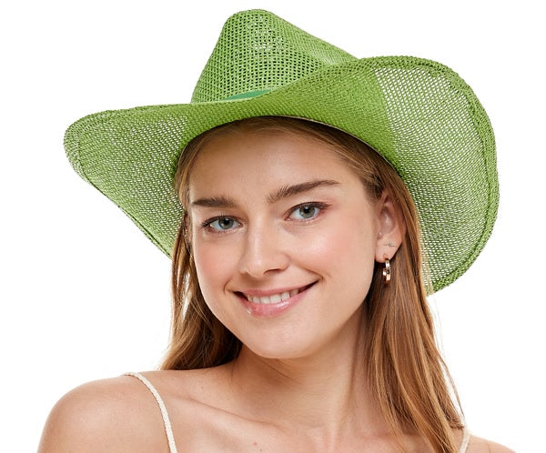 Green Burlap Cowboy Hat