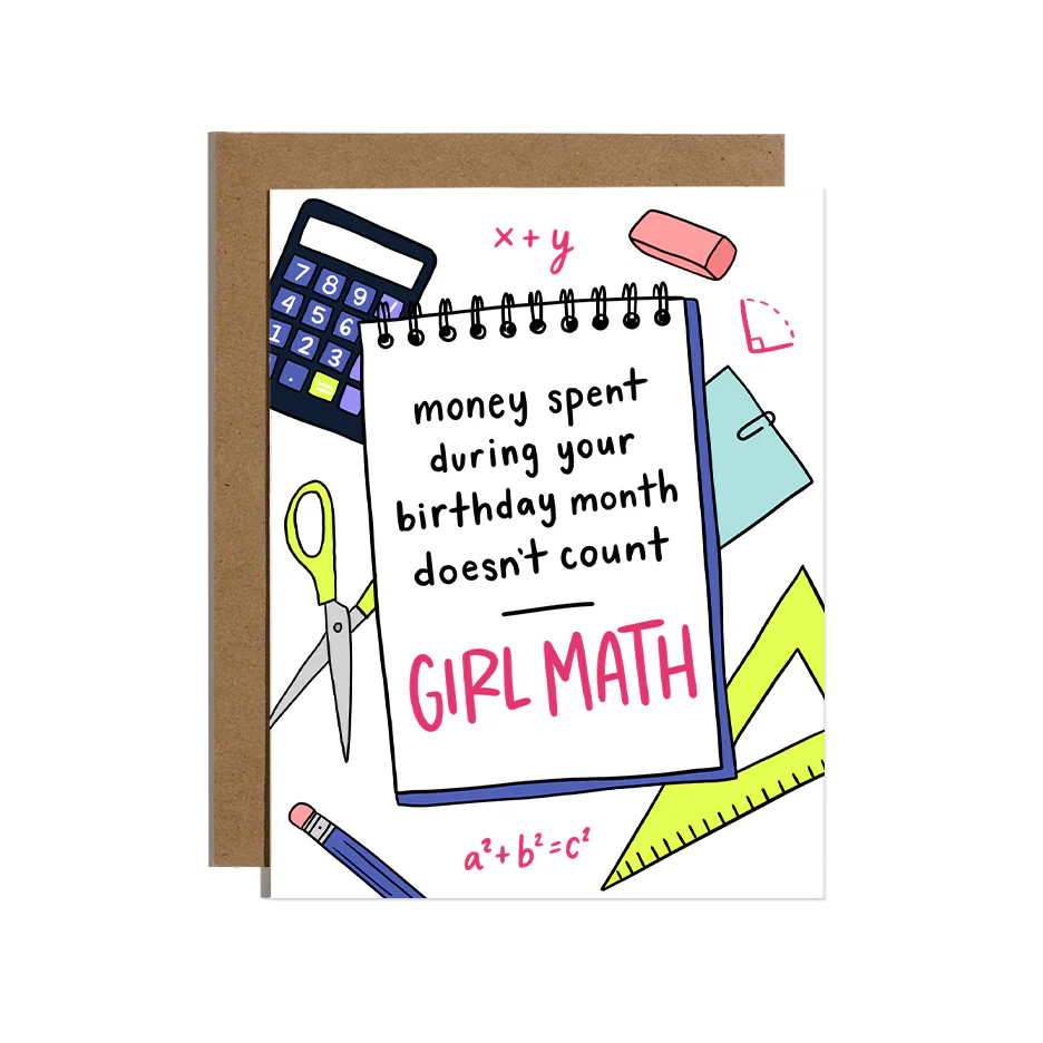 Girl Math Birthday Card