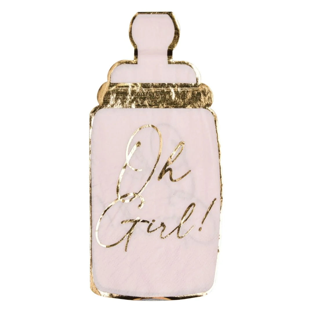 Hey Baby Pink Baby Bottle Guest Towels 16ct