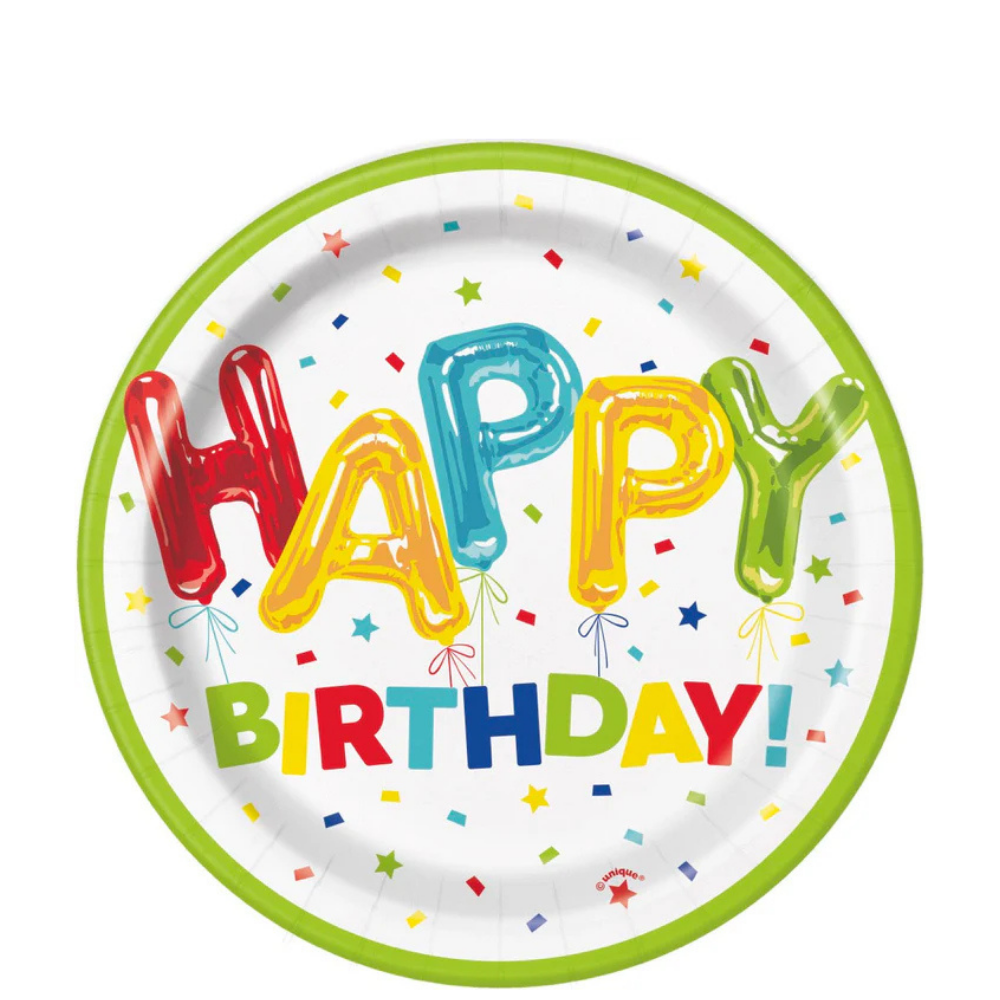 Happy Balloon Birthday 7in Dessert Plates 8ct